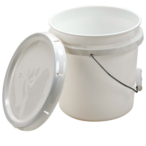 5 Gallon (19 L) White HDPE Plastic, Heavy-Duty (90-mil) Pail w