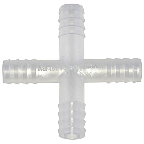 Case of 100 Dynalon Kartell 222945 Polypropylene 4-Way Tubing Connector for 8mm Tubing ID